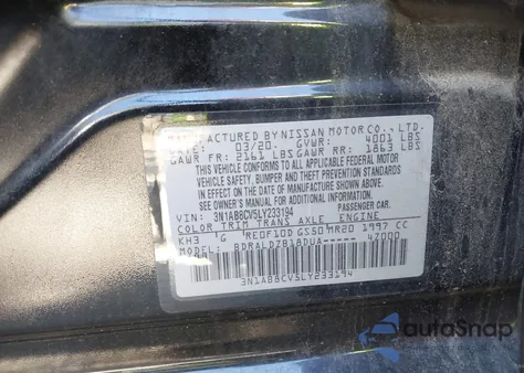 2020 Nissan Sentra Sv Xtronic Cvt from USA, damaged, VIN 3N1AB8CV5LY233194